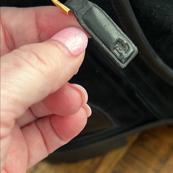 NWT Lauren Ralph Lauren Leather Black Colbie Ankle Boots   gold tone logo LRL 8 - Picture 10 of 16